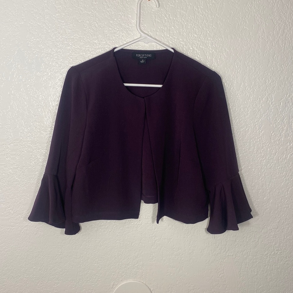 Perceptions| Deep Purple | cropped 3/4’s sleeve cardigan